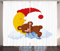 Kids Cartoon Baby on Moon Curtain