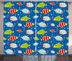 Vibrant Fish Marine Art Curtain