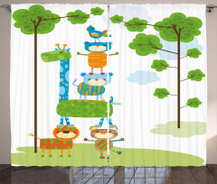 Funny Jungle Creatures Curtain