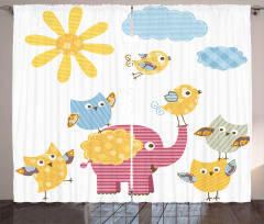 Colorful Birds Curtain