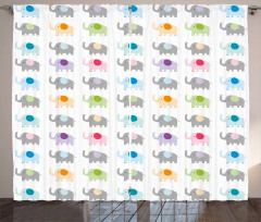 Colorful Fun Elephants Curtain