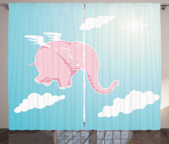 Pink Elephant Happiness Curtain