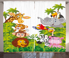 Cartoon Zoo Mascots Curtain