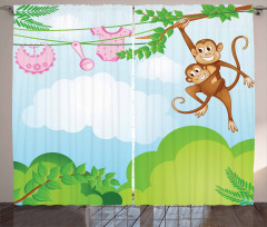 Monkey Swinging Kid Curtain
