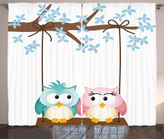 Owls in Love on Swing Curtain