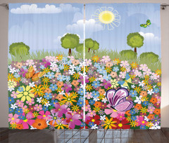 Spring Meadow Blossoms Curtain