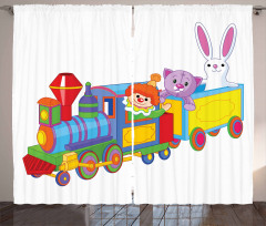 Clown Cat Bunny Train Curtain