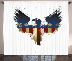 USA Flag Bird Silhouette Curtain