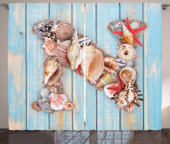 Ocean Seashells ABC Curtain