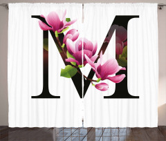 M with Magnolia Floral Curtain