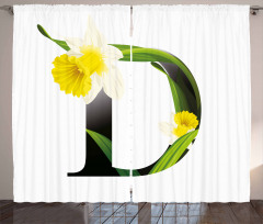 D Silhouette Daffodils Curtain