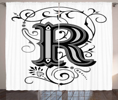 Antique R Typography Curtain