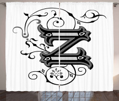 Calligraphic Capital Z Curtain