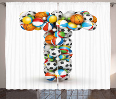 Big Small Game Balls Curtain