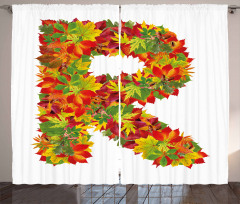Floral R Maple Leaves Curtain