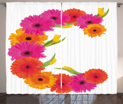 Vivid Floral Bouquet Curtain