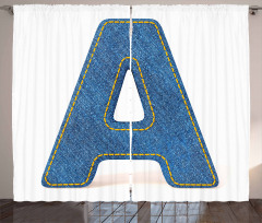 Blue Uppercase Jeans Curtain