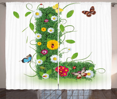 Flower Themed Image L Curtain