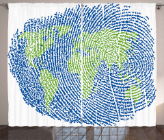 Fingerprint World Map Curtain