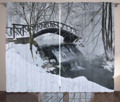 Wooden Bridge Cold River Curtain