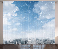 Snow Falling New York Curtain