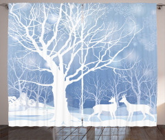 Abstract Winter Deer Curtain