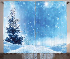 Frozen Pine Snowflakes Curtain