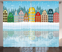 Christmas Houses Sea Curtain