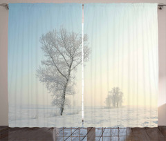 Frozen Tree Morning Sun Curtain
