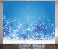 Music Notes Snowflakes Curtain