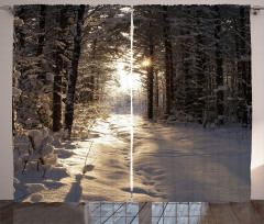 Christmas Snow Forest Curtain