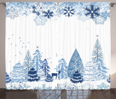 Deer Pine Trees Xmas Curtain