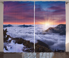 Winter Landscape Sunset Curtain