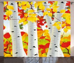 Autumn Scene with Leaves Curtain