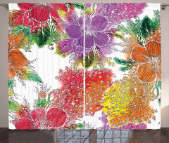 Abstract Colorful Flowers Curtain