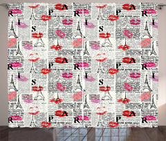 Newspaper Lipstick Kiss Curtain