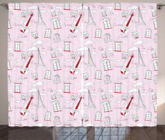 Violin Eiffel Cat Bow Tie Curtain