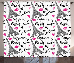 Pink Kiss Eiffel Love Curtain