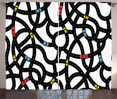 Urban Themed Road Design Curtain