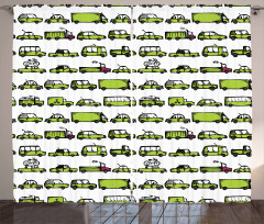 Sedans Bus Traveling Theme Curtain