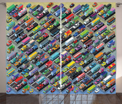 Detailed Vibrant Car Park Curtain