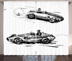 Racing Vehicles Sketch Curtain