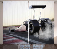 Dragster Racign down Track Curtain