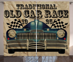 Traditional Old Race Car Curtain