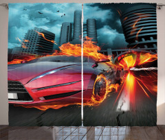 Red Hot Concept Car Flames Curtain
