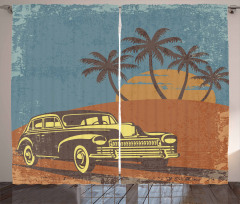 Vintage Ride on the Beach Curtain