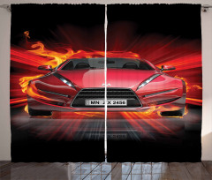 Fire Car Speeding Flames Curtain