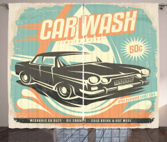 Retro Car Wash Poster Curtain