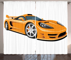 Orange Fast Sports Car Curtain