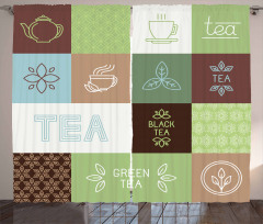 Checkered Tea Images Curtain